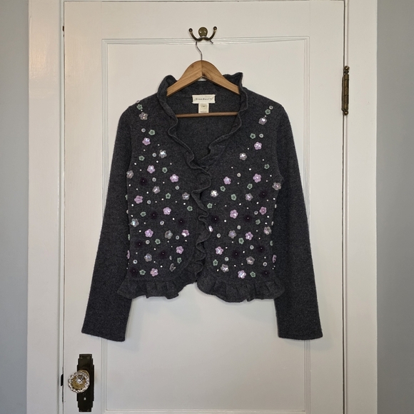 Susan Bristol Sweaters - Susan Bristol Vintage Lambswool Cardigan Sweater – Size M – Dark Grey